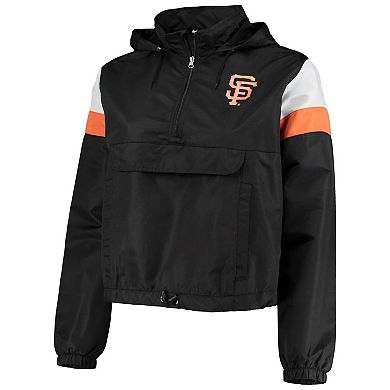 Women's Black/Orange San Francisco Giants Plus Size Anorak Quarter-Zip Hoodie