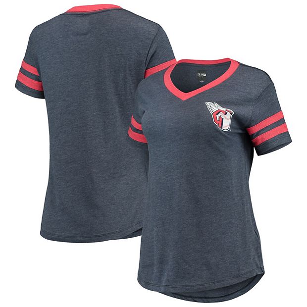 Women's New Era Navy/Red Cleveland Guardians Jersey V-Neck T-Shirt