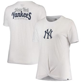 Women's New Era White New York Yankees Plus Size 2-Hit Front Knot T-Shirt