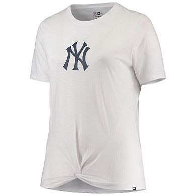 Women's New Era White New York Yankees Plus Size 2-Hit Front Knot T-Shirt