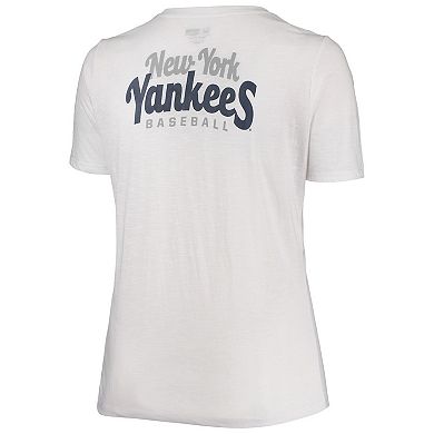 Women's New Era White New York Yankees Plus Size 2-Hit Front Knot T-Shirt