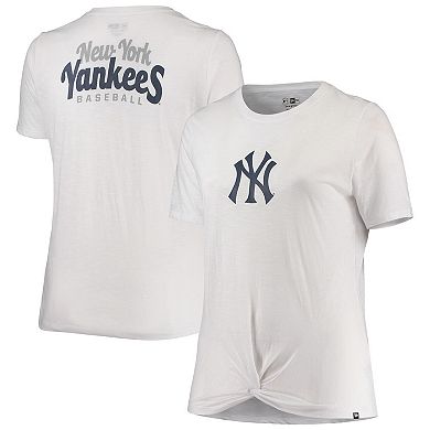 Women's New Era White New York Yankees Plus Size 2-Hit Front Knot T-Shirt