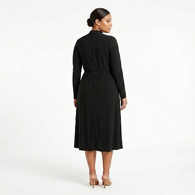 knee length dresses for ladies Plus Size Burgundy Twist Front Jersey Midi Dress  Fashion//SZN