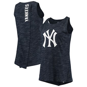 Women's New Era Navy New York Yankees Space Dye Back-Knot Tank Top