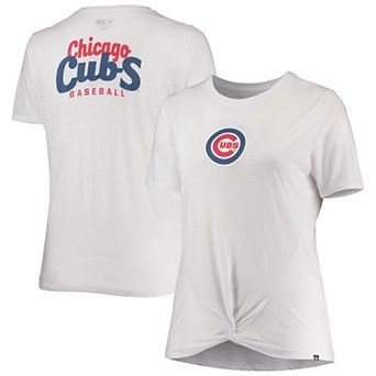 Women's New Era White Chicago Cubs Plus Size 2-Hit Front Knot T-Shirt