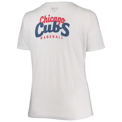 Women's New Era White Chicago Cubs Plus Size 2-Hit Front Knot T-Shirt