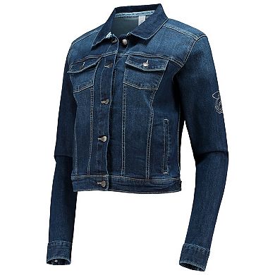 Women's Lusso Blue Miami Heat Georgie Crystals Button-Up Denim Jacket