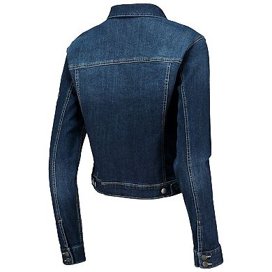 Women's Lusso Blue Miami Heat Georgie Crystals Button-Up Denim Jacket
