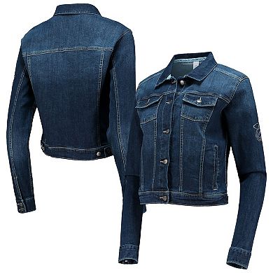 Women's Lusso Blue Miami Heat Georgie Crystals Button-Up Denim Jacket