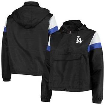 Women s Black Royal Los Angeles Dodgers Plus Size Anorak Quarter Zip Hoodie