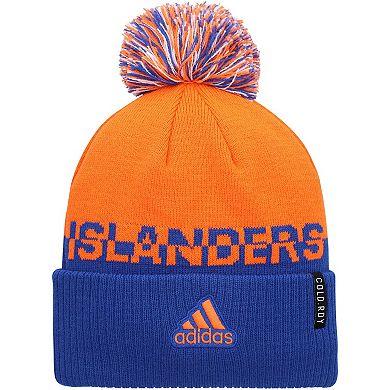 Men's adidas Orange/Royal New York Islanders COLD.RDY Cuffed Knit Hat with Pom