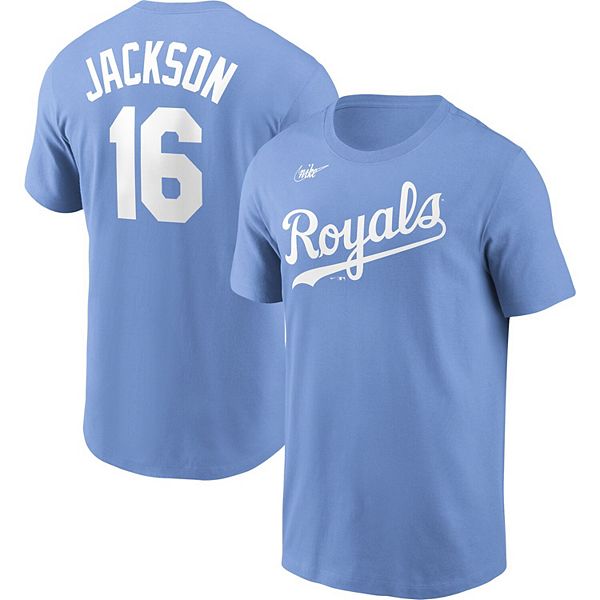 Kansas City Royals Bo Jackson Autographed Light Blue Nike Cooperstown  Collection Jersey Size L Beckett BAS Witness Stock #218044