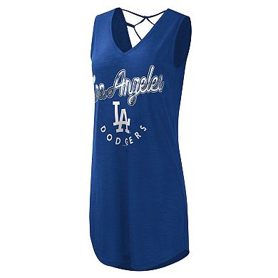 Women's G-III 4Her by Carl Banks Royal Los Angeles Dodgers Game Time Slub Beach V-Neck Cover-Up Dress