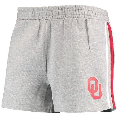 Women's Heathered Gray Oklahoma Sooners Plus Size 2-Stripes Shorts