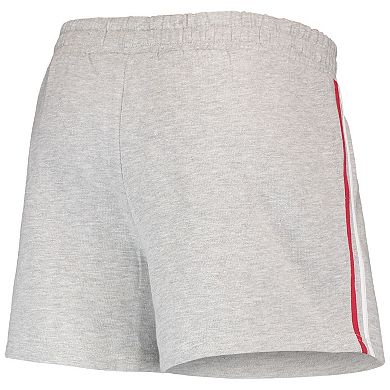 Women's Heathered Gray Oklahoma Sooners Plus Size 2-Stripes Shorts