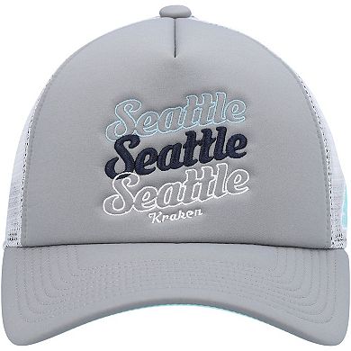 Women's adidas Gray/White Seattle Kraken Foam Trucker Snapback Hat