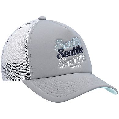 Women's adidas Gray/White Seattle Kraken Foam Trucker Snapback Hat