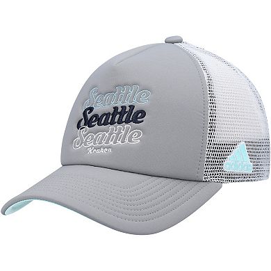 Women's adidas Gray/White Seattle Kraken Foam Trucker Snapback Hat
