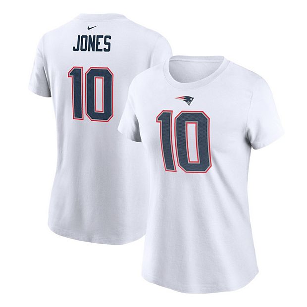 Women's Nike Mac Jones White New England Patriots Player Name & Number T- Shirt