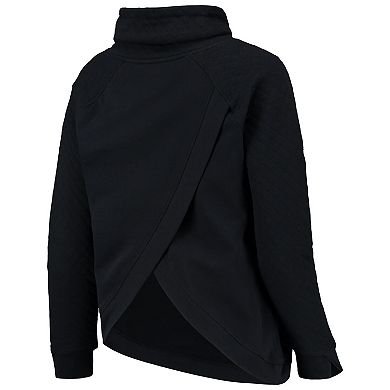 Women's Levelwear Black New York Yankees Vega Funnel Neck Raglan Pullover Sweatshirt