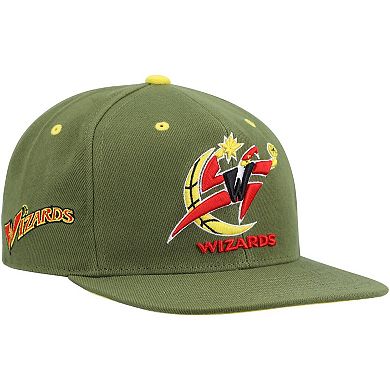 Men's Mitchell & Ness x Lids Olive Washington Wizards Dusty Hardwood Classics Fitted Hat