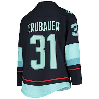 Youth Philipp Grubauer Deep Sea Blue Seattle Kraken Home Replica Player Jersey