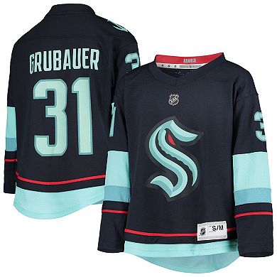 Youth Philipp Grubauer Deep Sea Blue Seattle Kraken Home Replica Player Jersey