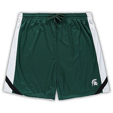 Men's Colosseum Green/White Michigan State Spartans Big & Tall Team Reversible Shorts