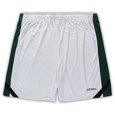 Men's Colosseum Green/White Michigan State Spartans Big & Tall Team Reversible Shorts