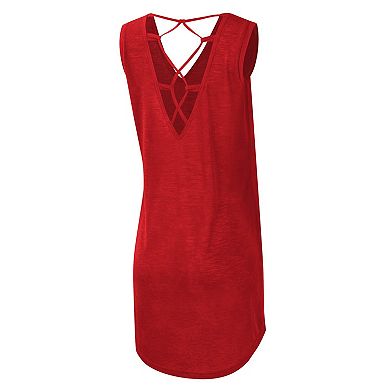 Women's G-III 4Her by Carl Banks Red Los Angeles Angels Game Time Slub Beach V-Neck Cover-Up Dress