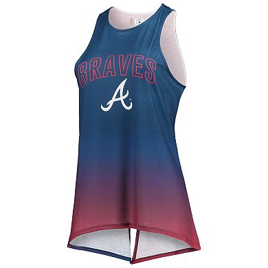 Women's FOCO Navy Atlanta Braves Gradient Tie-Back Racerback Tank Top