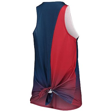 Women's FOCO Navy Atlanta Braves Gradient Tie-Back Racerback Tank Top