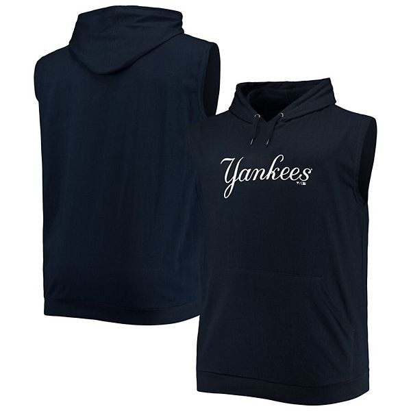 Men's Navy New York Yankees Jersey Muscle Sleeveless Pullover Hoodie