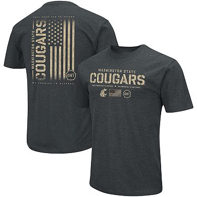 Men's Colosseum Heathered Black Washington State Cougars OHT Military Appreciation Flag 2.0 T-Shirt