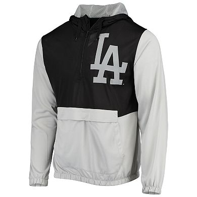 Men's Stitches Gray/Black Los Angeles Dodgers Anorak Hoodie Half-Zip Jacket