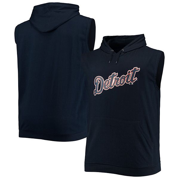 Men's Navy Detroit Tigers Jersey Muscle Sleeveless Pullover Hoodie