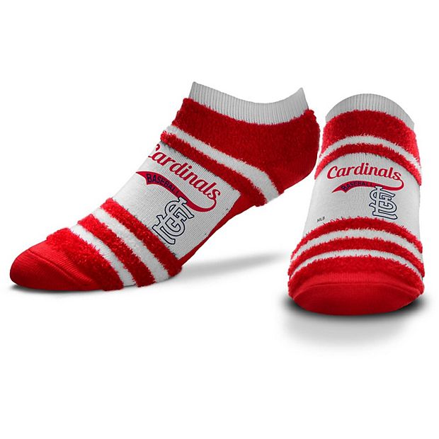 Women's For Bare Feet St. Louis Cardinals Block Stripe Fuzzy Ankle Socks