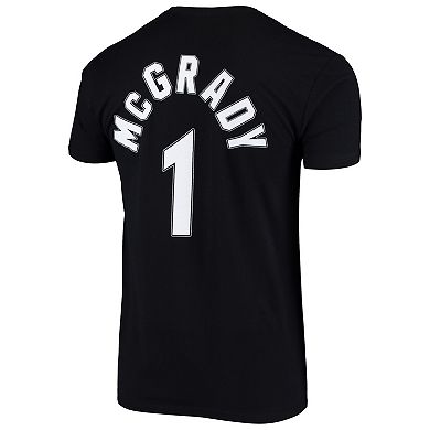 Men's Mitchell & Ness Tracy McGrady Black Orlando Magic Hardwood Classics Stitch Name & Number T-Shirt
