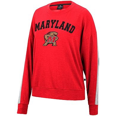 Women's Colosseum Heathered Red Maryland Terrapins Team Oversized Pullover Sweatshirt