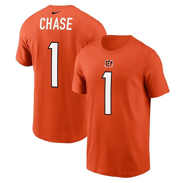 Men's Nike Ja'Marr Chase Orange Cincinnati Bengals Player Name & Number T- Shirt