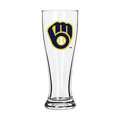 Group of 4 Milwaukee Brewers Beer Soda Glasses Barrelman Wheat logo Mugs 
