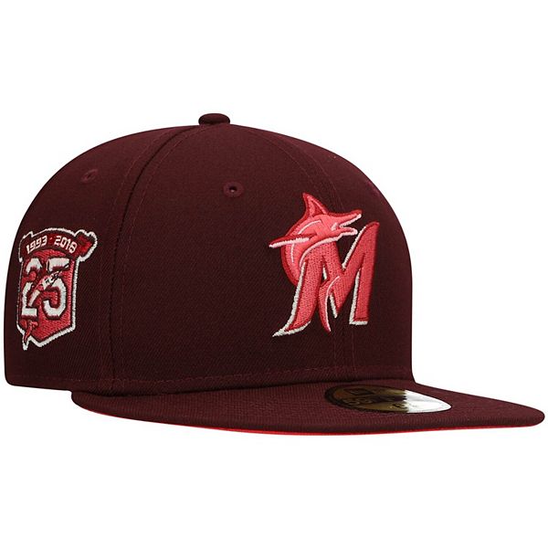 Men's Miami Marlins New Era Maroon 25th Anniversary Color Fam Lava