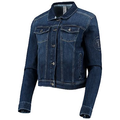 Women's Lusso Blue New York Knicks Georgie Crystals Button-Up Denim Jacket
