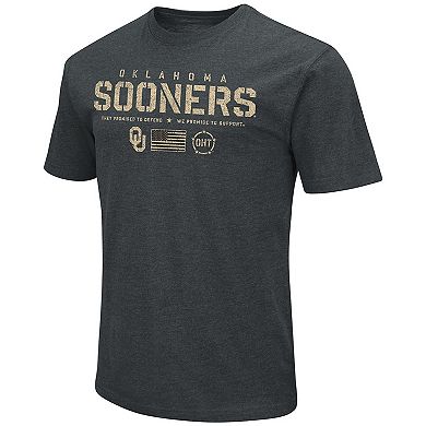 Men's Colosseum Heathered Black Oklahoma Sooners OHT Military Appreciation Flag 2.0 T-Shirt