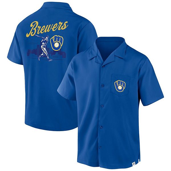 Men's Fanatics Branded Royal Milwaukee Brewers Proven Winner Camp Button-Up  Shirt