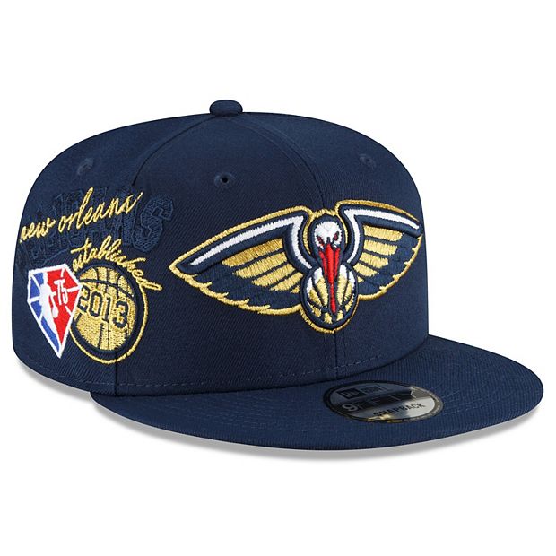 Men's New Era White/Navy Orleans Pelicans Back Half 9FIFTY Fitted Hat