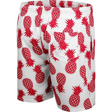 Men's Colosseum White/Red Wisconsin Badgers Pineapple Swim Shorts