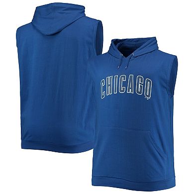 Men's Royal Chicago Cubs Jersey Muscle Sleeveless Pullover Hoodie