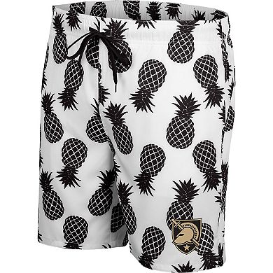 Men's Colosseum White/Black Army Black Knights Pineapple Swim Shorts