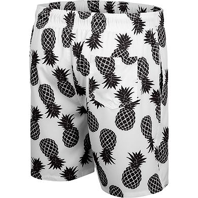 Men's Colosseum White/Black Army Black Knights Pineapple Swim Shorts